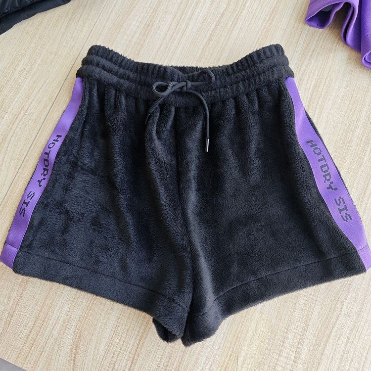 Trim Kei Black Fleece Purple with Shorts Jirai Contrast Winter
