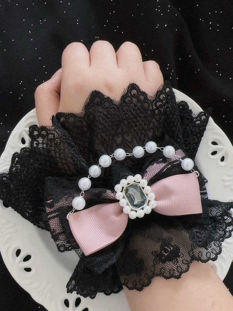 Wrist Decorated Color Cuffs Charm Options Rhinestone Bowknot Beaded Lace 5