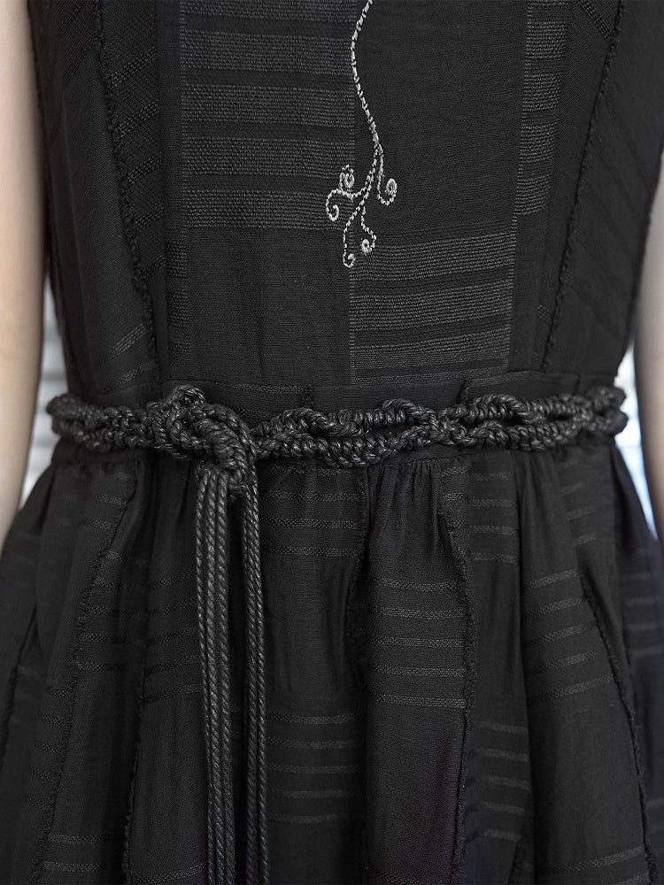 Chinese-Style Black Woven Tassel Waist Cord - Quirky Hut
