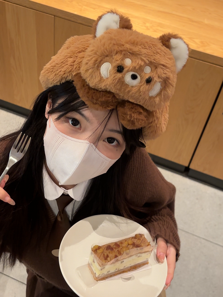 Brown Cute Red Panda Plush Hat