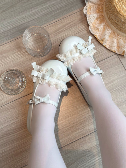 - Flat Baby Ruffled Lace Style Blue Mary Sweet Janes