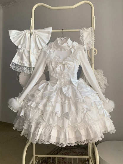 Cozy Knit High-Neck / Blue White Fur with Accents Top