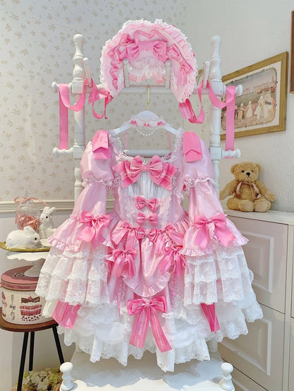 with Dress Sweet School Accents Bow Old Sleeves Pink Lolita Bell Dark Princess Detachable