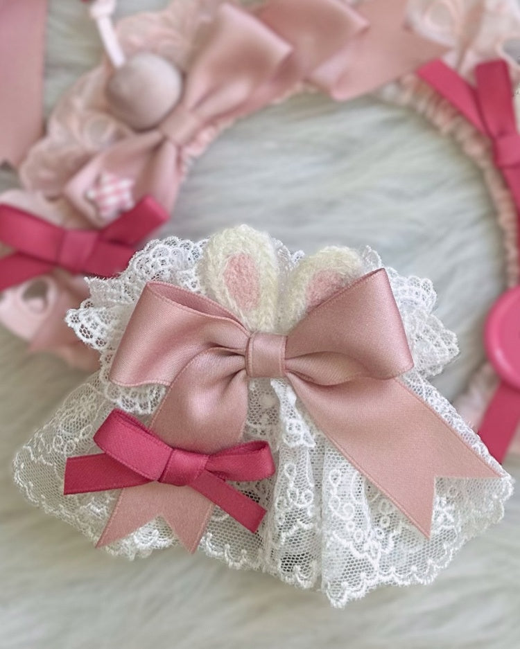 Sweet Cuffs Bow Lace Wrist Lolita Pink