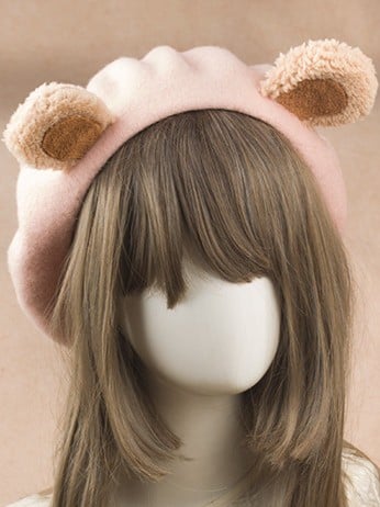 Color Woolen Ear Cute Beret Bear Lolita Options 4