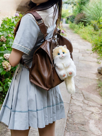 6 Cat Options Cute Plush Realistic Keychain