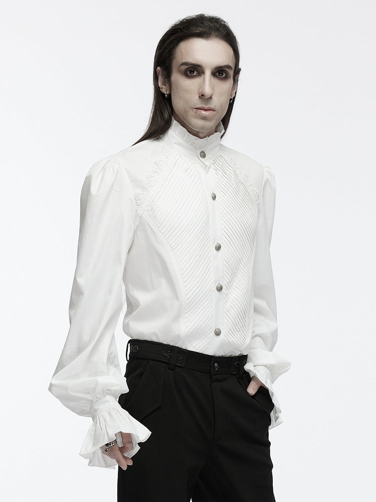 Shirt Goth White Palace Style Men's Retro