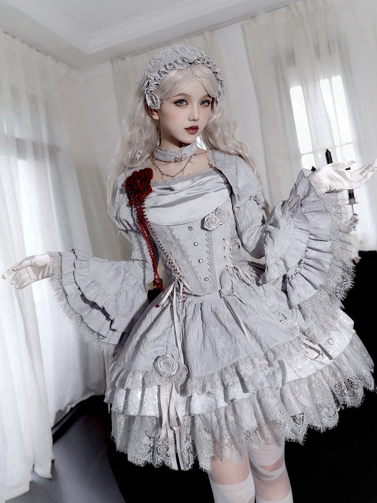 Witchy Lolita Bolero with Bell Cuffs, Layered Ruffles & Long Sleeves - With PUJI