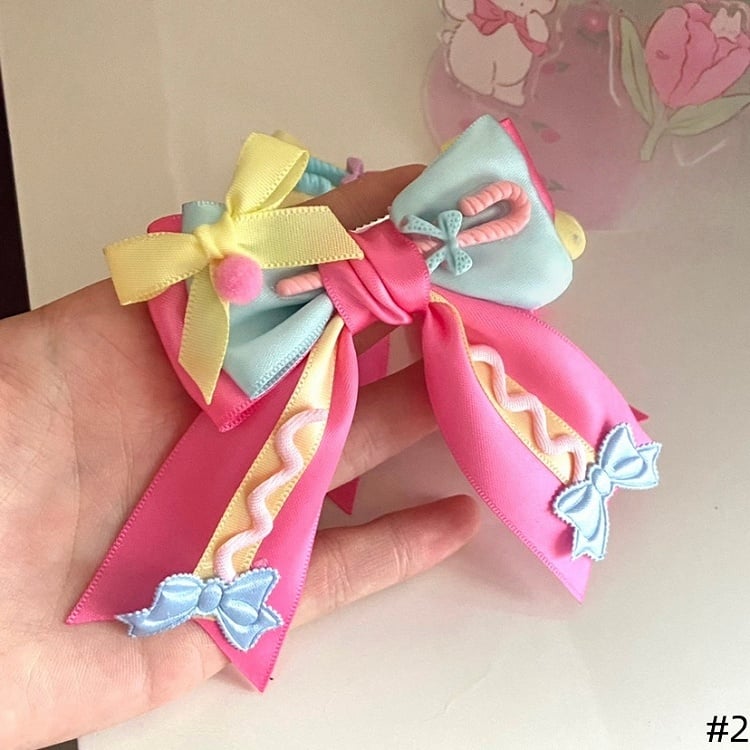 Options Available 2 Ribbon Hairclip Color Lolita Dreamy Bowknot Candy-Colored -