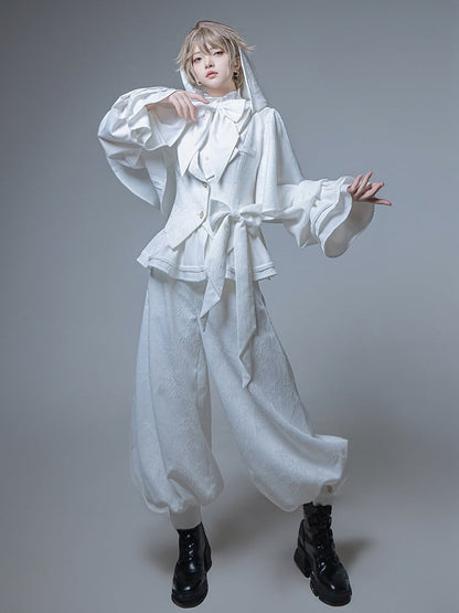 White Fabric Knickerbockers Jacquard Lolita Ouji