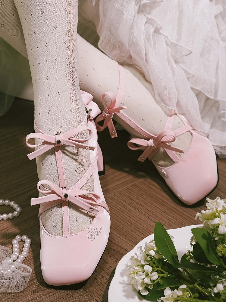mit quadratischen eleganten Absätzen Pink Toe Middle