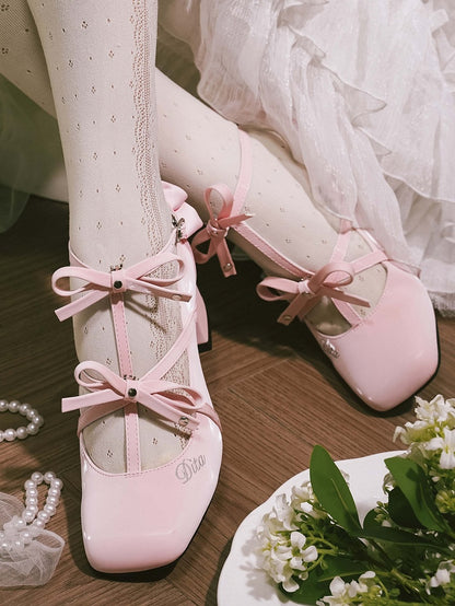 with Square Elegant Heels Pink Toe Middle