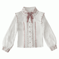 Jacquard with in Jirai Kei Flutter Sleeve Blouse Regular/Fleece-Lined Lace Version Pink White