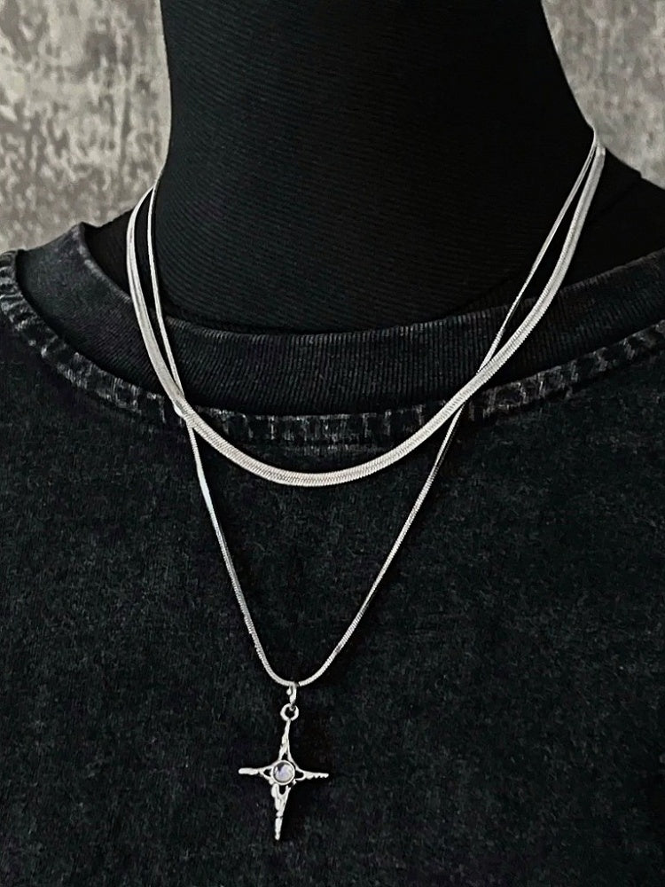 Silver Cross Pendant Necklace - Strange Sugar