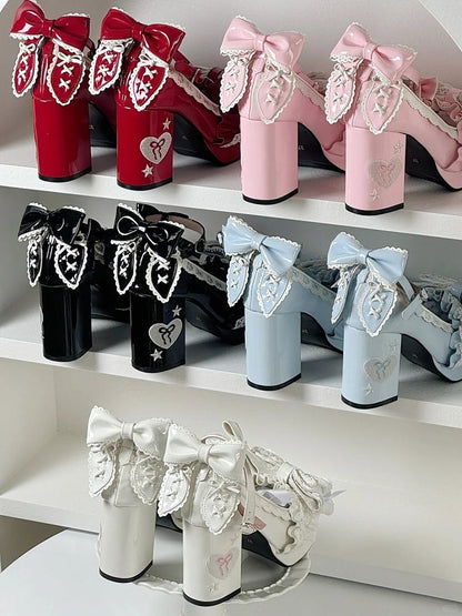 Shoes Details in - Red 10cm Bow Heeled Lolita Sweet