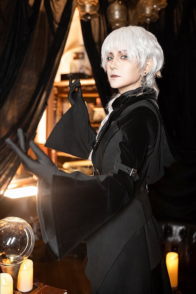 and Gothic Ouji Detachable Black Hood Irregular with Sleeves Coat Train Trumpet Lolita Trench