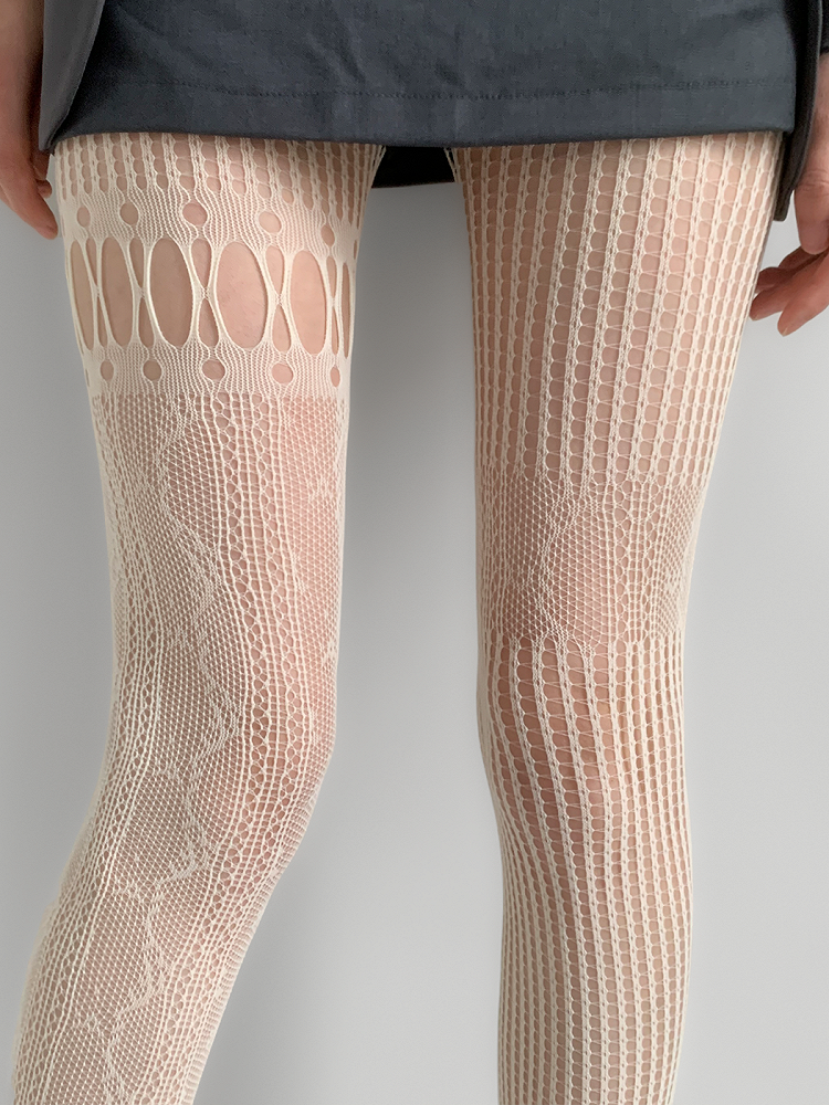 Lace Tights Cutout Colors Asymmetric 5