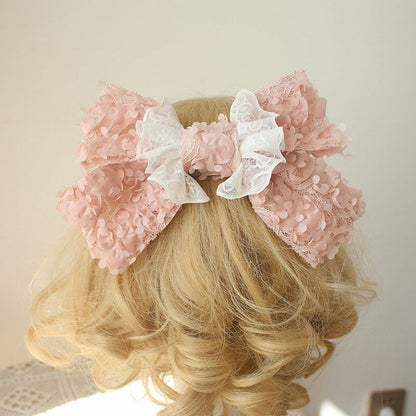 Bowknot Options Hairclip 5 Color Lace Design Trim Petal