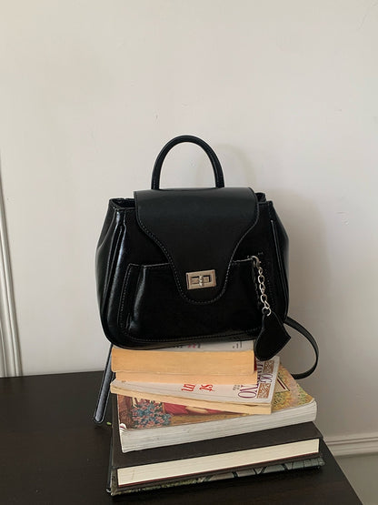 Black Chic Charm With Rectangular HandbagBackpack Heart