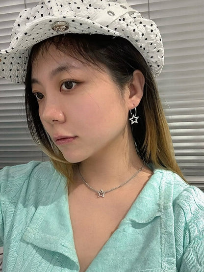 Rhinestone Silver Star Earrings