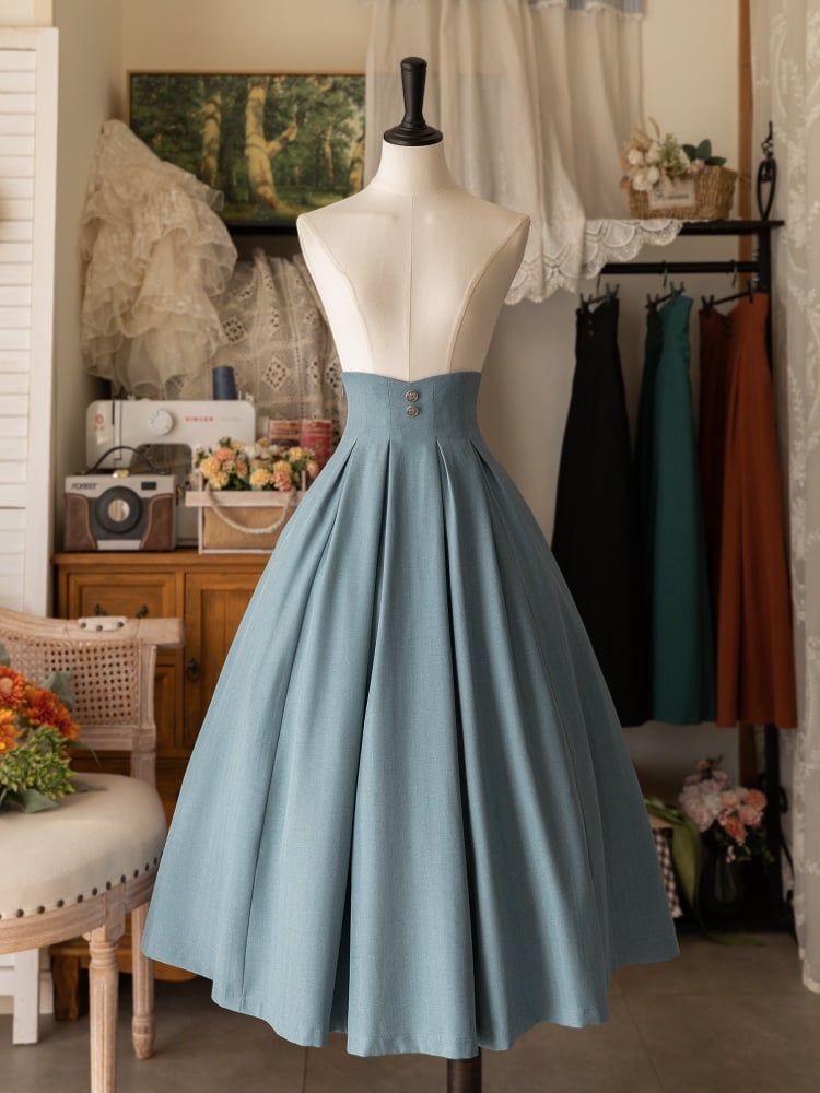 Blauer eleganter klassischer Lolita-Korsettgürtel-Midirock