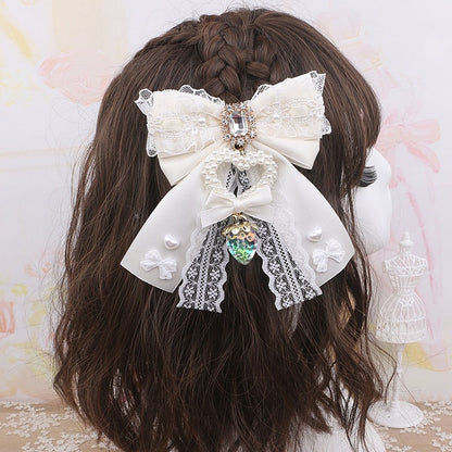 Large 4 Strawberry Options Color Bowknot Kei Charm Hairclip Heart Jirai