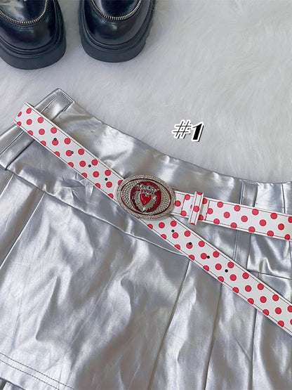 Vintage PU-Hüftgürtel mit Herzmuster