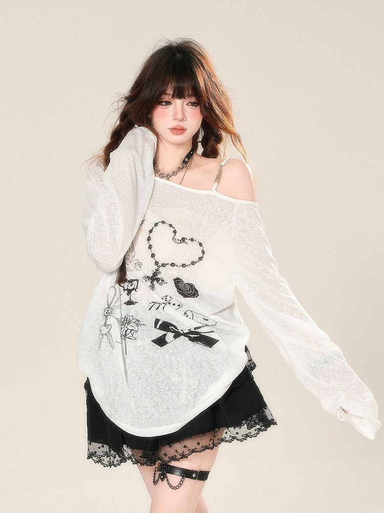 Sun Semi-Transparent Top Protection Weiß Asymmetrischer Ausschnitt