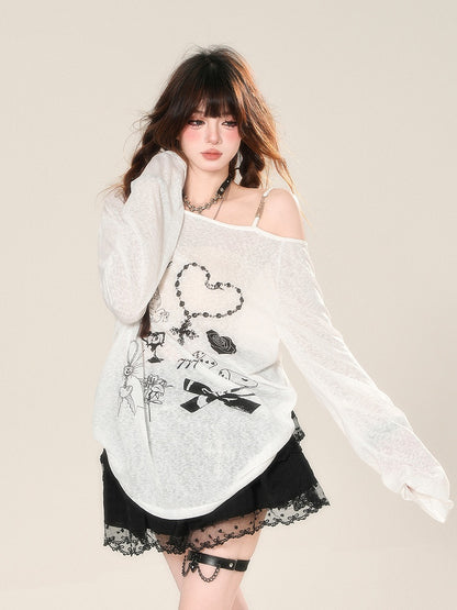 Sun Semi-Transparent Top Protection Weiß Asymmetrischer Ausschnitt