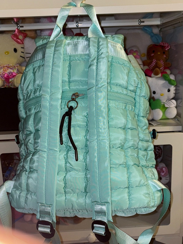 Mint Green Vintage Y2K Backpack with Snowman Detail - Black Cherry Sauce