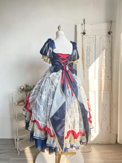 Blue and Red Dark Bow Big Train