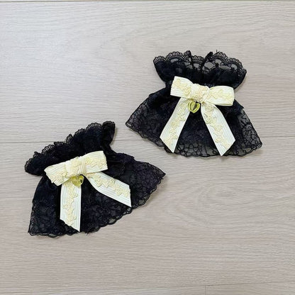 Bowknot Wrist Blue Pink Cuffs Black / Red