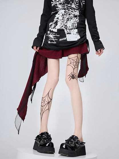 Gothic Web Tights Design Nude Spider Tattoo