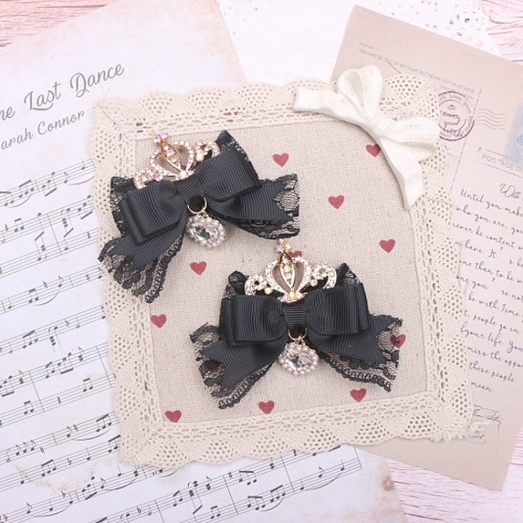 Options Jirai Hairclip with Kei 8 Decor Crown Color Bowknot Lace Rhinestone