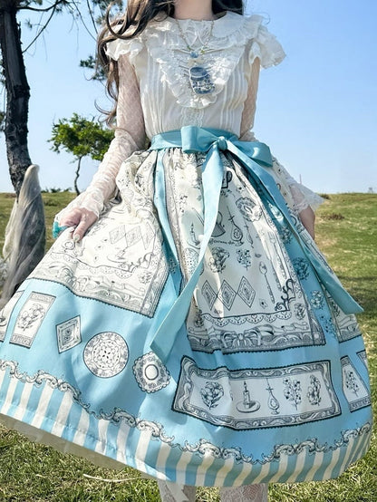 Print Blue Classic Elegant Lolita Skirt