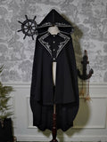 Zip Black Embroidery Ouji Detail Lolita Cloak Hood