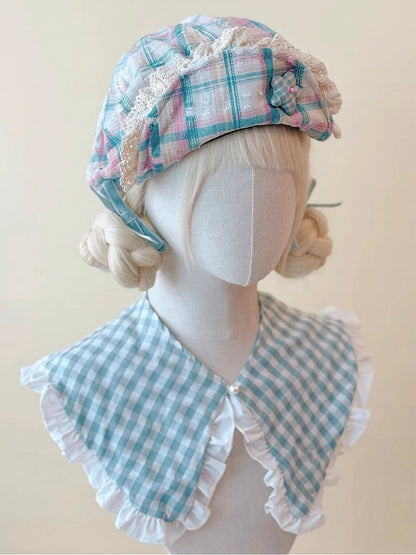 Pink Plaid Star and Accent with Green Beret