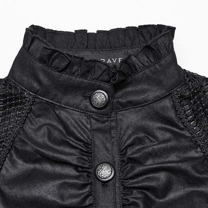 Shirt Goth Lantern Sleeves Black Pleated Visual