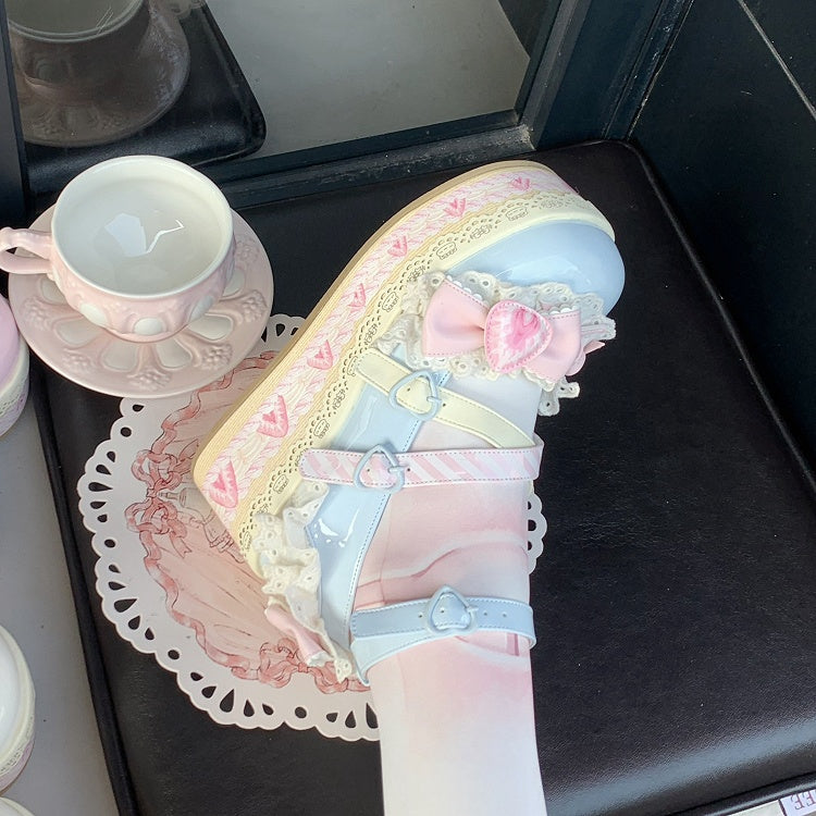 Accents Jane Strawberry Bow Blue Cake Sweet Lolita Shoes Sea Salt Mary Platforms