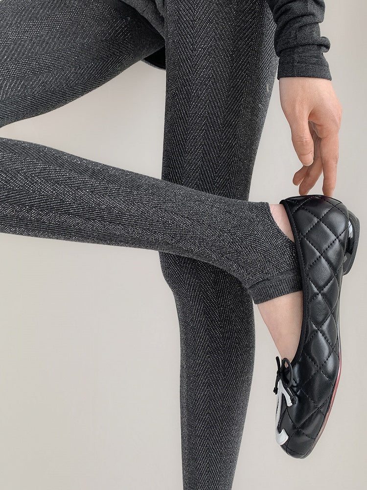 (4 Glitter Colors) Herringbone Tights Stirrup