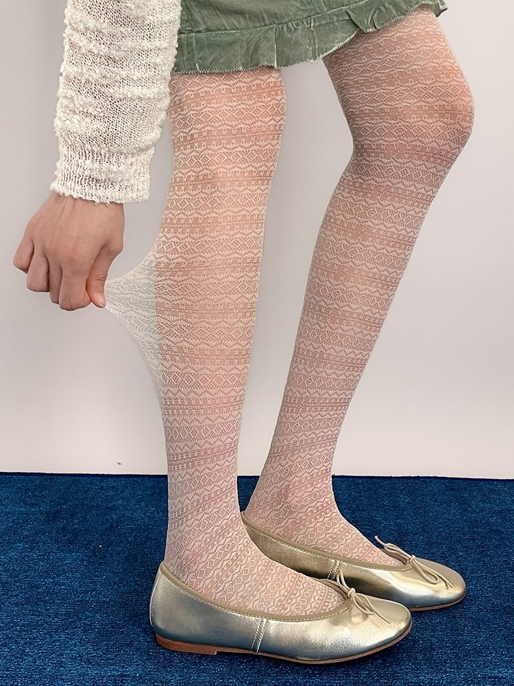 Lace Sheer Knit Textured Pantyhose