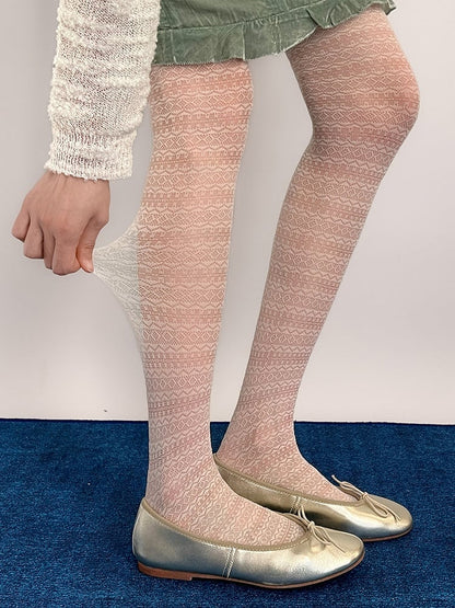 Lace Sheer Knit Textured Pantyhose
