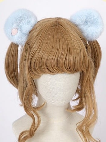 Plush Hair Clip in Yellow and Blue with Bear Ear Design - Vcastle
