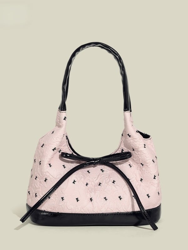 2-Color Sweet Bowknot Print Shoulder Bag