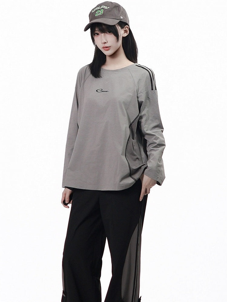 Gray Quick-Dry Long Sleeve Tee with Mesh Panels - PINK SAVIOR