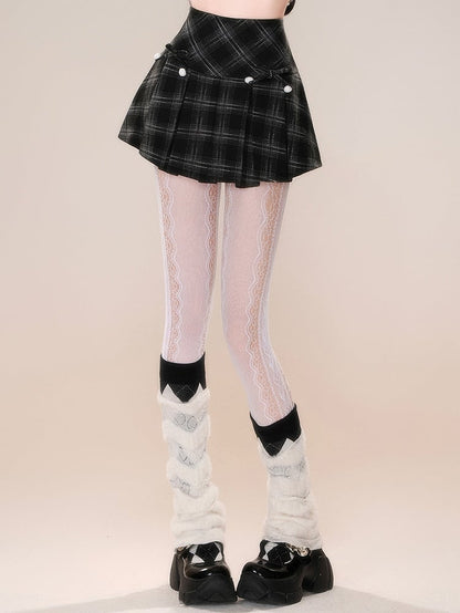 ブラックチェック柄取り外し可能な蝶結びスカート