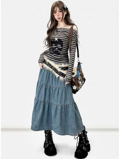 ブルーのかわいいスカート デイリーデニム