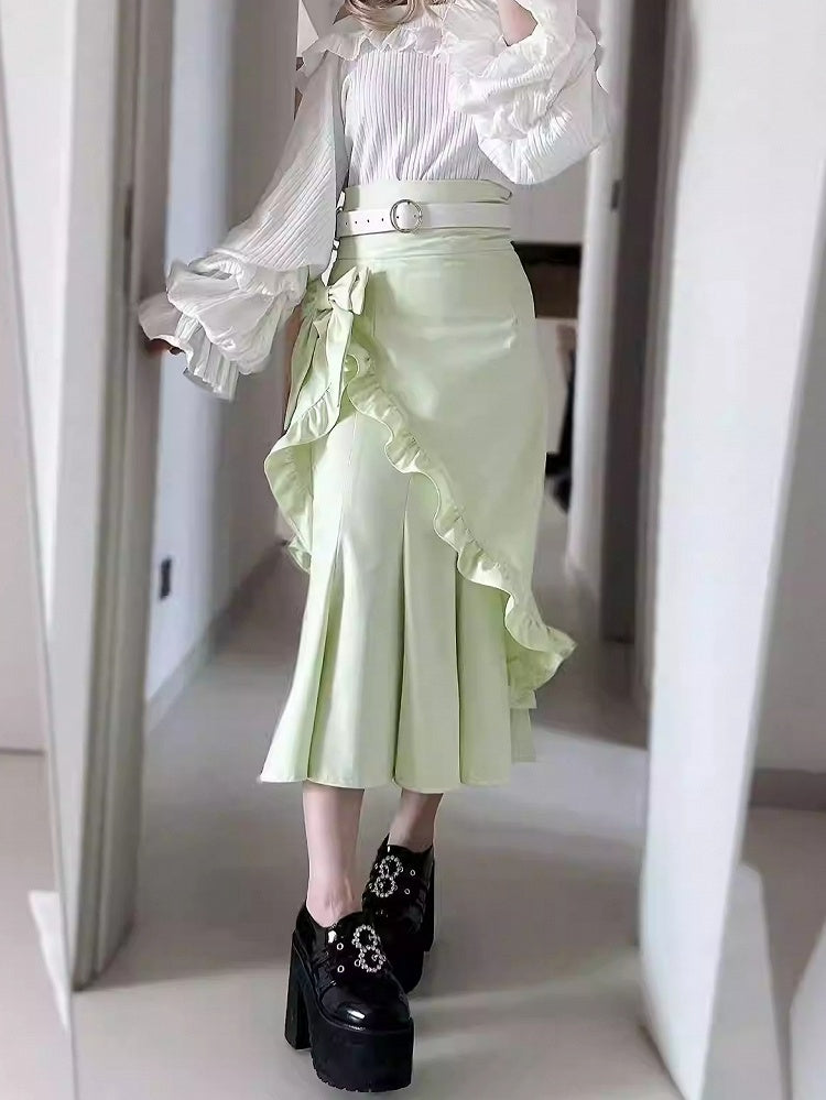 スカート ちょう結び ジライトリム グリーン装飾 マーメイドフリル ケイ