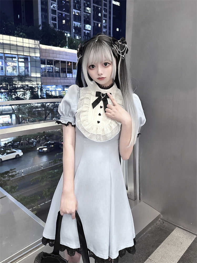 Jirai Kei Black Bow Cross Chain Hairclips