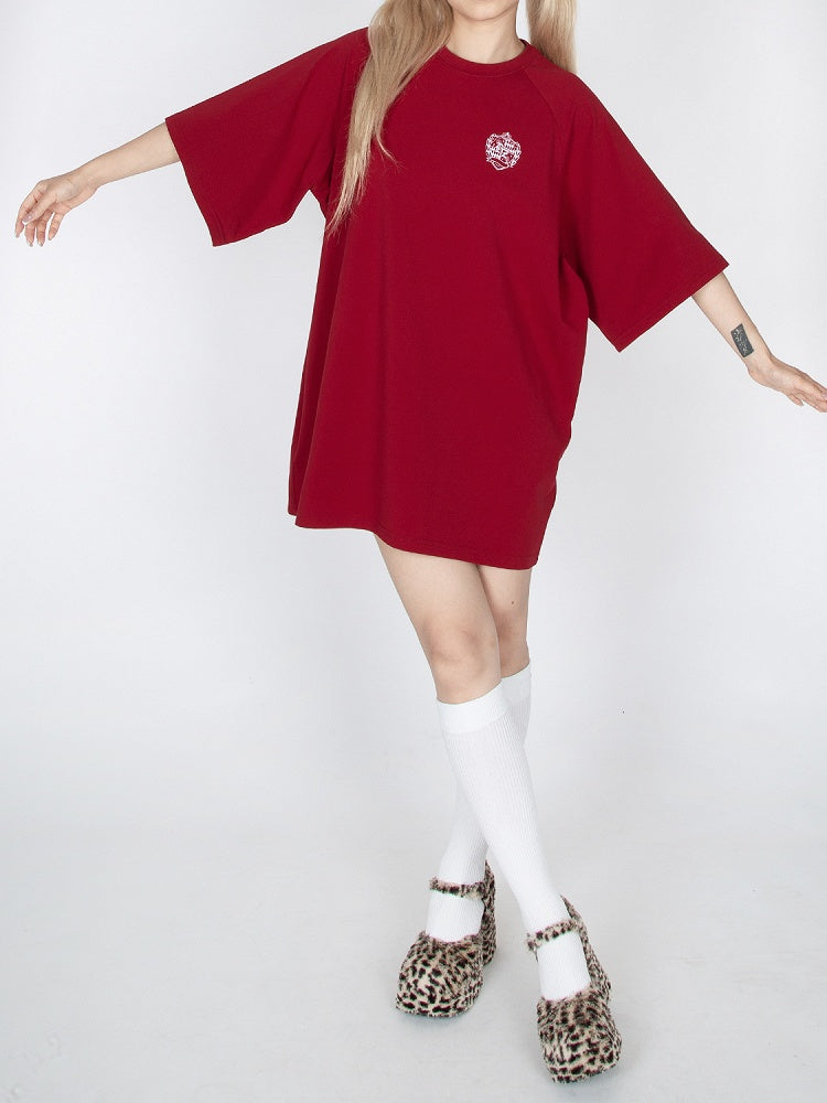 レッド/ブラック オーバーサイズ Tシャツ